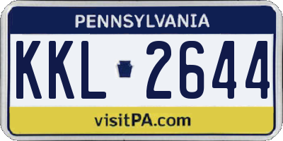 PA license plate KKL2644