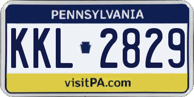 PA license plate KKL2829