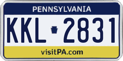 PA license plate KKL2831