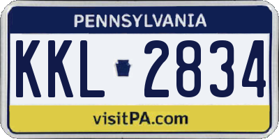 PA license plate KKL2834