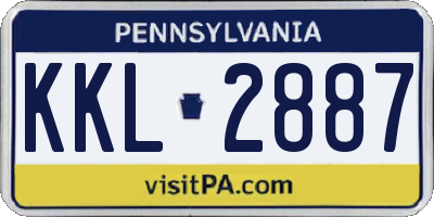 PA license plate KKL2887
