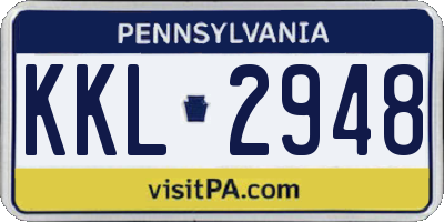 PA license plate KKL2948