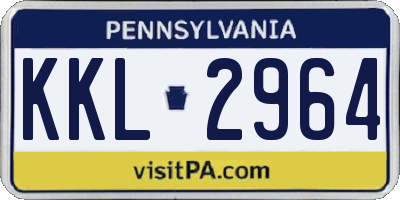 PA license plate KKL2964