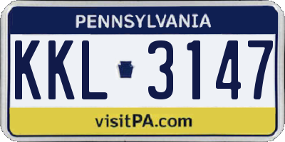 PA license plate KKL3147