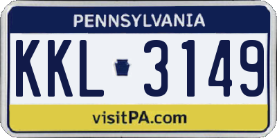 PA license plate KKL3149