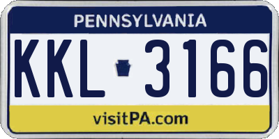 PA license plate KKL3166