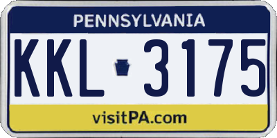 PA license plate KKL3175