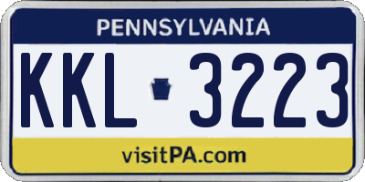 PA license plate KKL3223