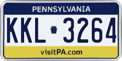 PA license plate KKL3264