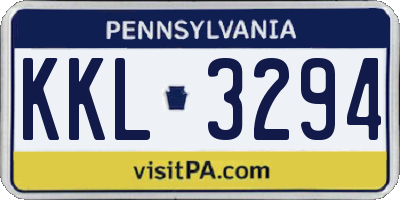 PA license plate KKL3294