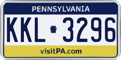 PA license plate KKL3296