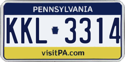 PA license plate KKL3314