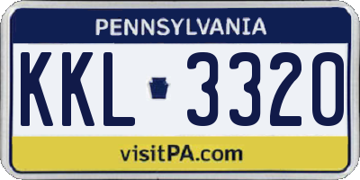 PA license plate KKL3320