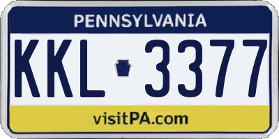 PA license plate KKL3377