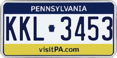 PA license plate KKL3453