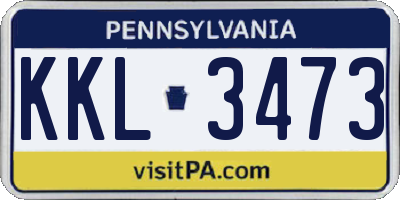 PA license plate KKL3473