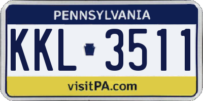 PA license plate KKL3511