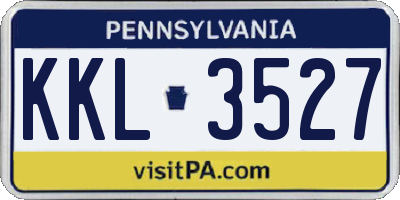 PA license plate KKL3527
