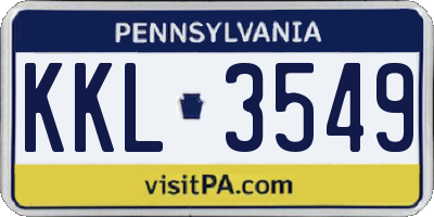 PA license plate KKL3549