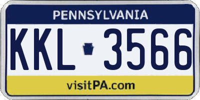 PA license plate KKL3566