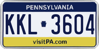 PA license plate KKL3604