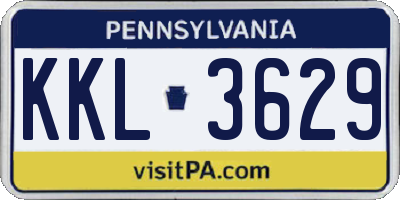 PA license plate KKL3629