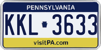 PA license plate KKL3633