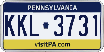 PA license plate KKL3731