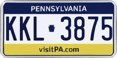 PA license plate KKL3875