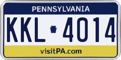 PA license plate KKL4014