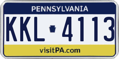 PA license plate KKL4113
