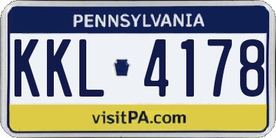 PA license plate KKL4178