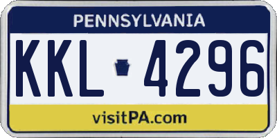 PA license plate KKL4296