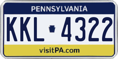 PA license plate KKL4322