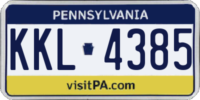 PA license plate KKL4385