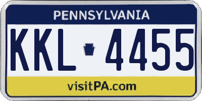 PA license plate KKL4455