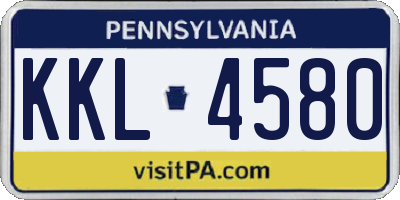 PA license plate KKL4580