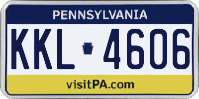 PA license plate KKL4606