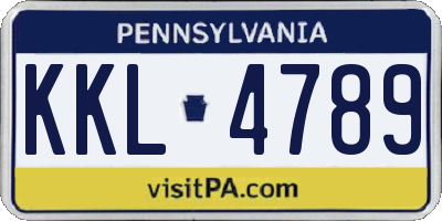 PA license plate KKL4789