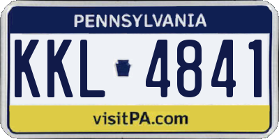 PA license plate KKL4841
