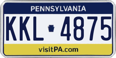 PA license plate KKL4875