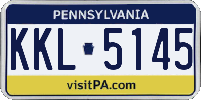 PA license plate KKL5145