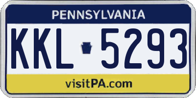 PA license plate KKL5293