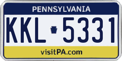 PA license plate KKL5331