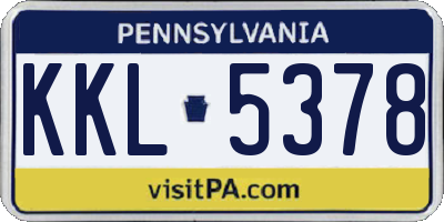 PA license plate KKL5378