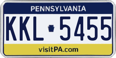 PA license plate KKL5455