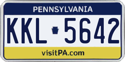 PA license plate KKL5642