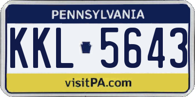 PA license plate KKL5643