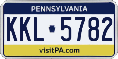 PA license plate KKL5782