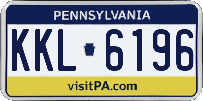 PA license plate KKL6196